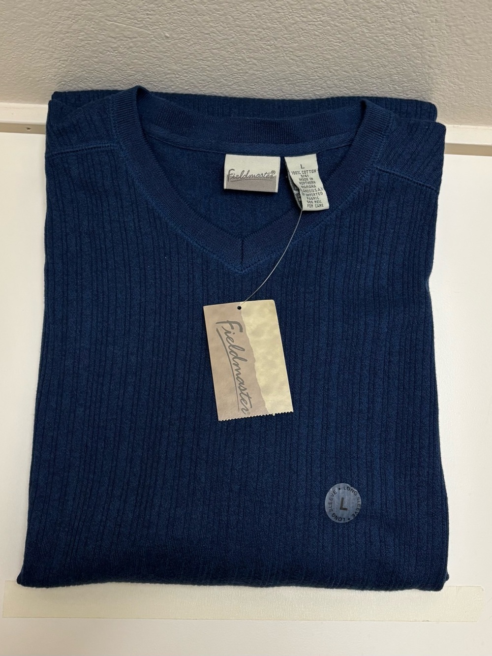 Fieldmaster Men's Ribbed V-Neck Sweater in Deep Navy